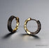 Uniquely Crafted Retro Tang Grass Grain Sense Textured Black Gold High-End Men & Women Hoop Earrings